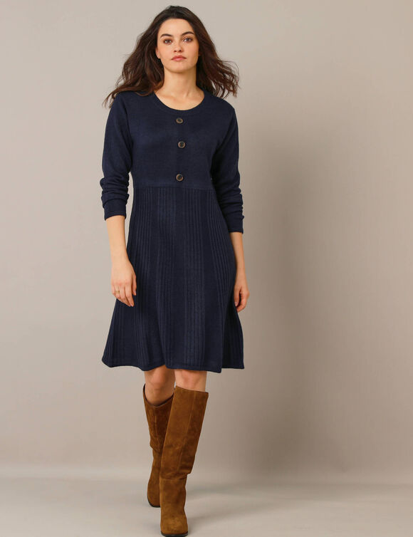 Robe pull boutonnée (marine) Robe pull boutonnée (marine)